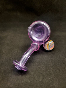 Parison Glass Transparent Purple CFL W/ Rainbow Marble Sherlock Pipe #1
