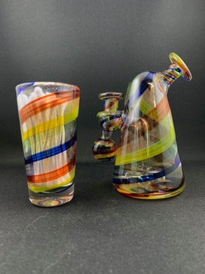 Parison Glass Cone Rig 041 rainbow w shot glass