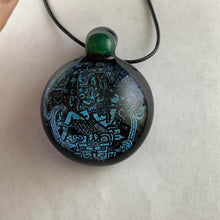 Load image into Gallery viewer, Jes Durfee Glass Dichro Mayan Ancient Astronaut Pendant