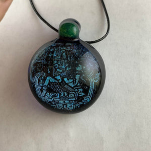 Jes Durfee Glass Dichro Mayan Ancient Astronaut Pendant