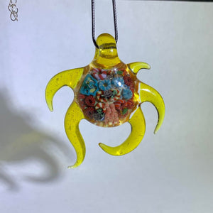 Keys Glass Terps Coral Reef and Turtles Pendant
