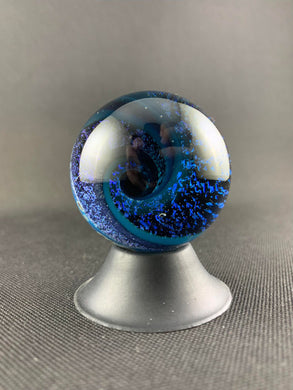 Amorphous Art Glass Blue Dichro Vortex Marble