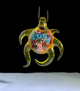 Keys Glass Terps Coral Reef and Turtles Pendant