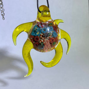Keys Glass Terps Coral Reef and Turtles Pendant