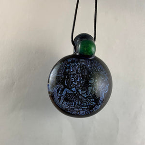 Jes Durfee Glass Dichro Mayan Ancient Astronaut Pendant