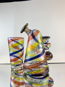 Parison Glass Cone Rig 041 rainbow w shot glass