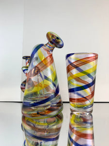 Parison Glass Cone Rig 041 rainbow w shot glass