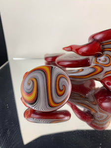 Djinn X Parison Glass "FIRE BLAST" Pipe and Pendant Set