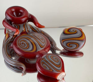 Djinn X Parison Glass "FIRE BLAST" Pipe and Pendant Set