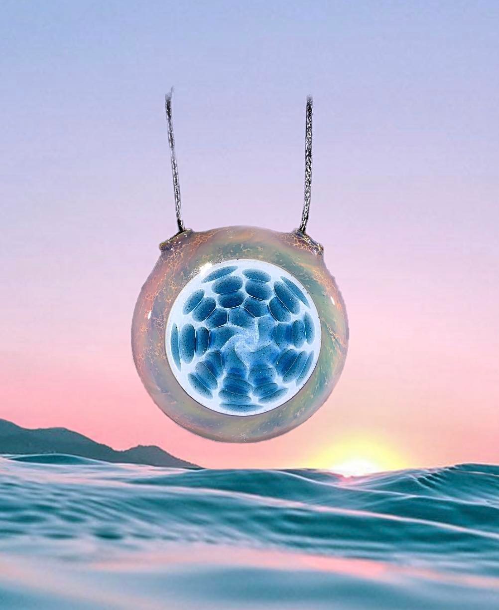 Djinn Glass Ocean Blue Bubble Dot Pendant