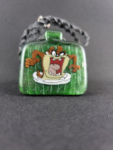 Load image into Gallery viewer, Its Kind Of A Kushy Story Glass Green Money Tasmanian Devil Pendant