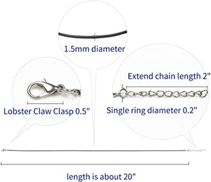 20" Halskettenband mit Verschluss. 1,5 mm dick (Schwarz)