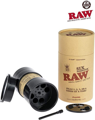 RAW Six Shooter für King Size Cones | Kegellader-Füllgerät | Füllt 1,2,3 oder 6 Kegel