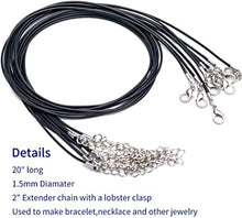 Load image into Gallery viewer, 20&quot; Necklace Cord with Clasp. 1.5 mm Thick (Black)