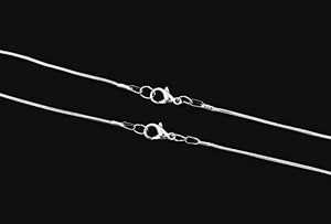 Sterling Silver Plated Snake Chain Link Necklace with Lobster Clasps 1.2mm Wide 24" Long