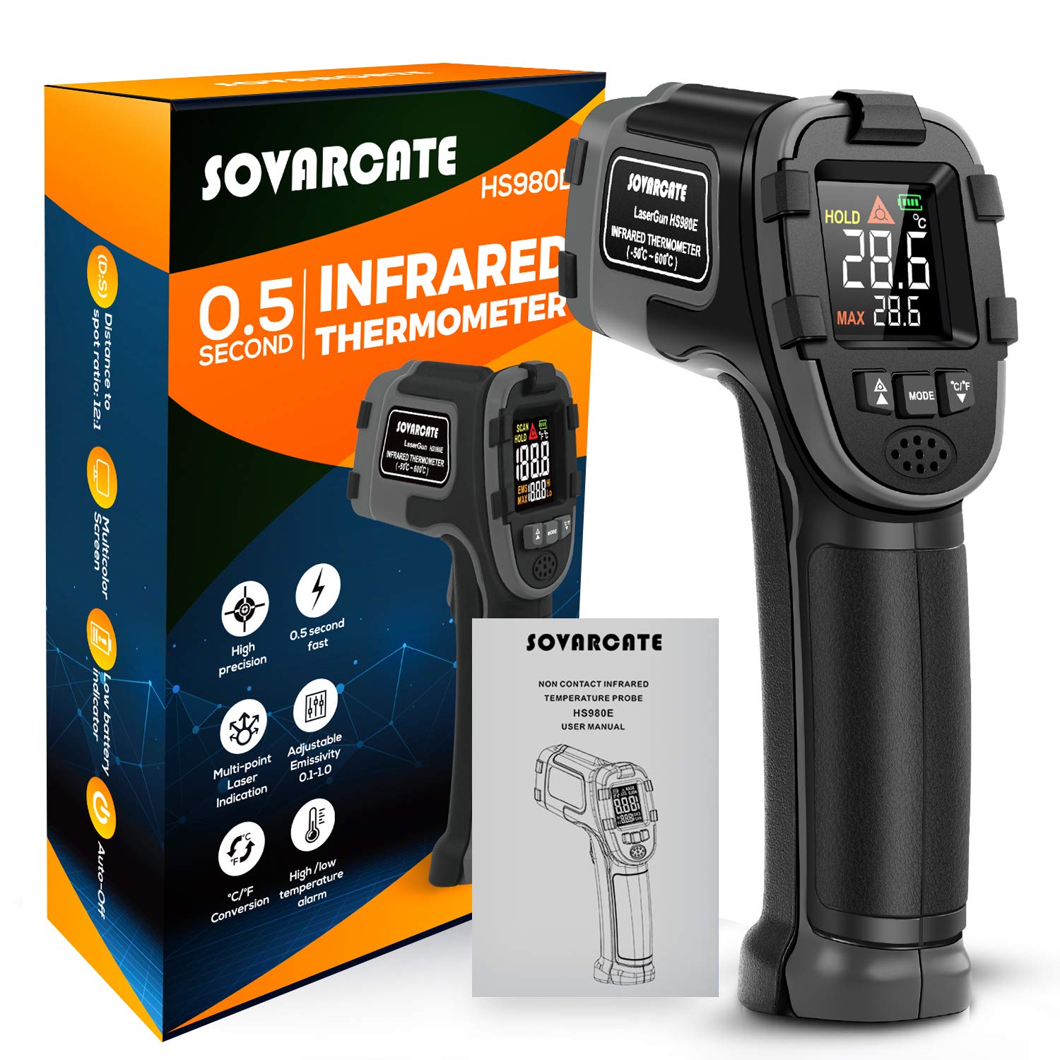 SOVARCATE Infrared Thermometer Digital IR Laser Thermometer