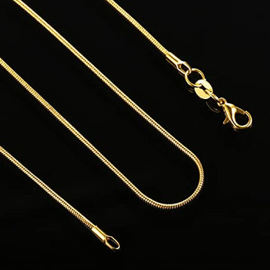 Gold Plated Snake Chain Necklace with Clasp 1.2mm Wide 24