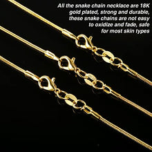 Load image into Gallery viewer, Gold Plated Snake Chain Necklace with Clasp 1.2mm Wide 24&quot; Long