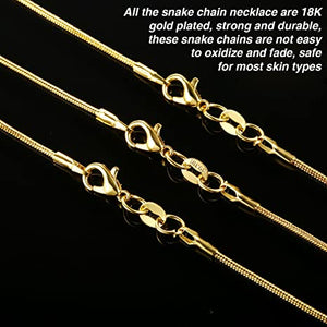 Gold Plated Snake Chain Necklace with Clasp 1.2mm Wide 24" Long