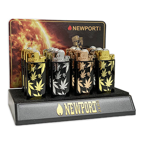 Newport Zero Pot Leaf Fackelfeuerzeug Metallic