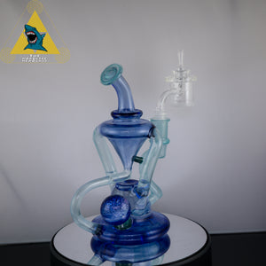 The Glass Mechanic Recycler Rig Blue w. Baby Blue w. Dichro Marble