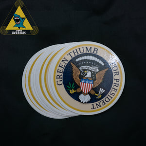 Green Thumb For President Stickers 3in