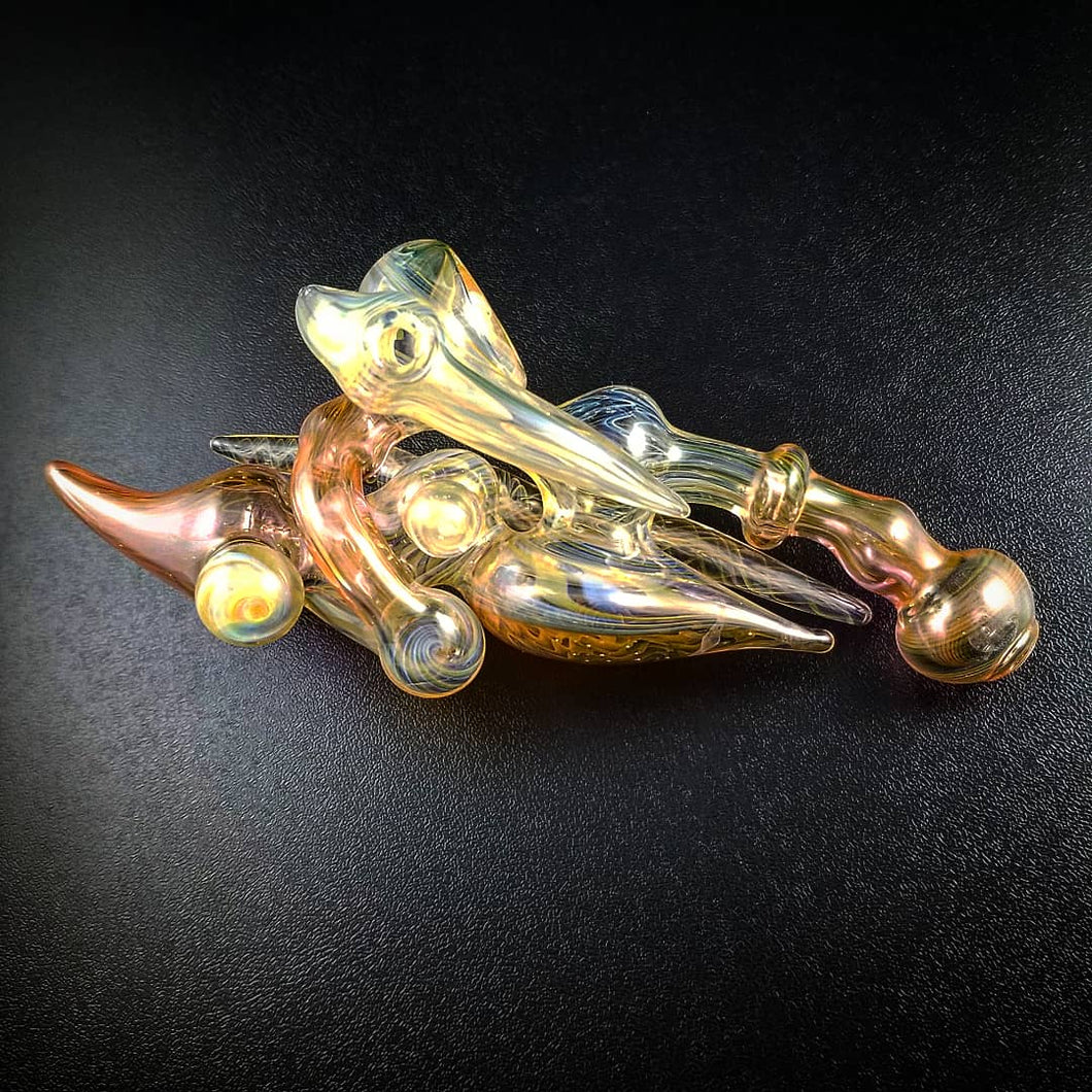 Oats Glass Silver & Gold Fumed Sherlock Pipe #2