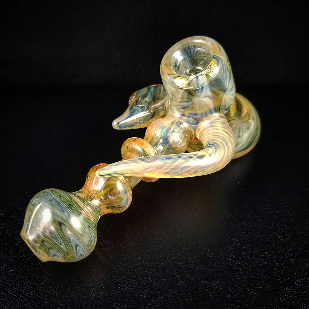 Oats Glass Silver & Gold Fumed Hammer Pipe #3