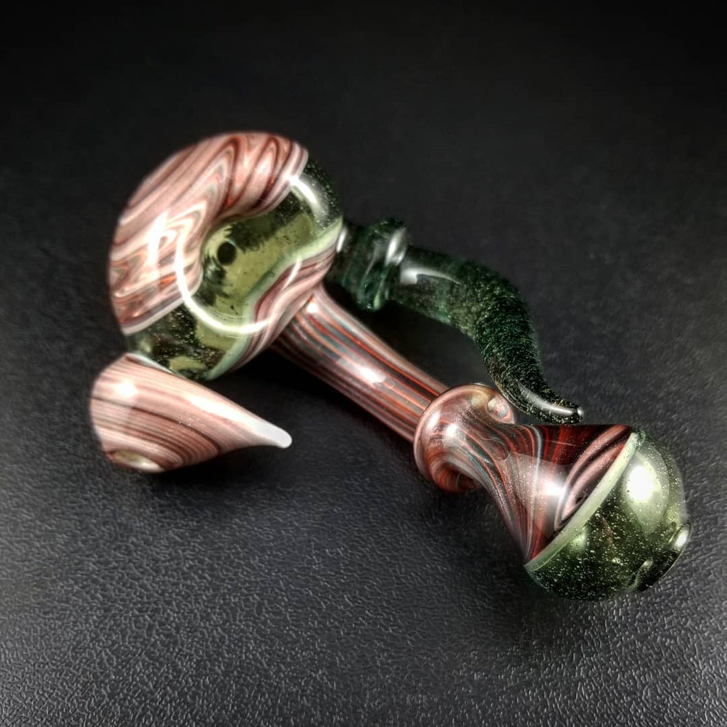 Oats Glass Green & Wood Spoon Pipe #20