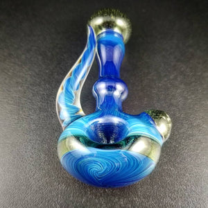 Blaue Löffelpfeife aus Haferglas #28