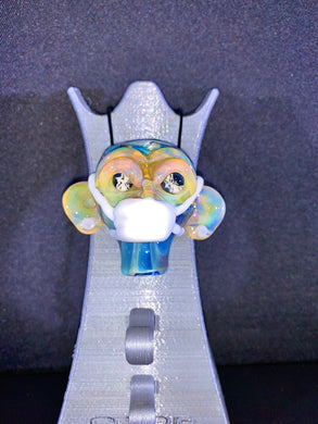 Djinn Glass Covid Mask Monkey W. Gauges & Chip Stack Eyes Pendant