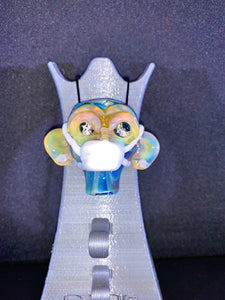 Djinn Glass Covid Mask Monkey W. Gauges & Chip Stack Eyes Pendant