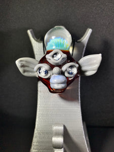Djinn Glass Ruby Enlightened Gremlin W. Chip Stack Eyes & Fumed Explosion Head Pendant
