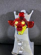 Load image into Gallery viewer, Djinn Glass Dichro &amp; Lemon Party Gremlin Head Pendant W Ruby Face &amp; Chip Stack Eyes