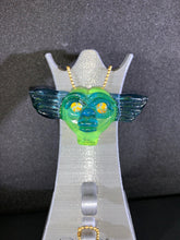 Load image into Gallery viewer, Djinn Glass Blue Stardust Face Gremlin W Chip Stack Eyes Pendant
