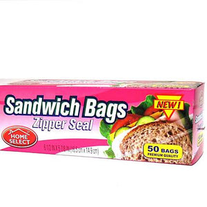 Home Select Sandwich Bags Zipper Seal 50ct