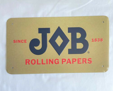 JOB Rolling Papers geprägtes goldfarbenes Metall-Blechschild, 25,4 x 14,5 cm