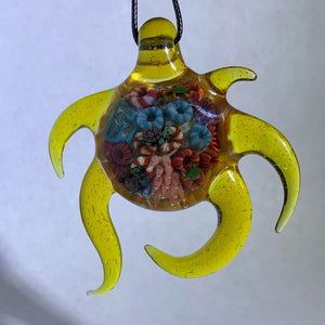 Keys Glass Terps Coral Reef and Turtles Pendant